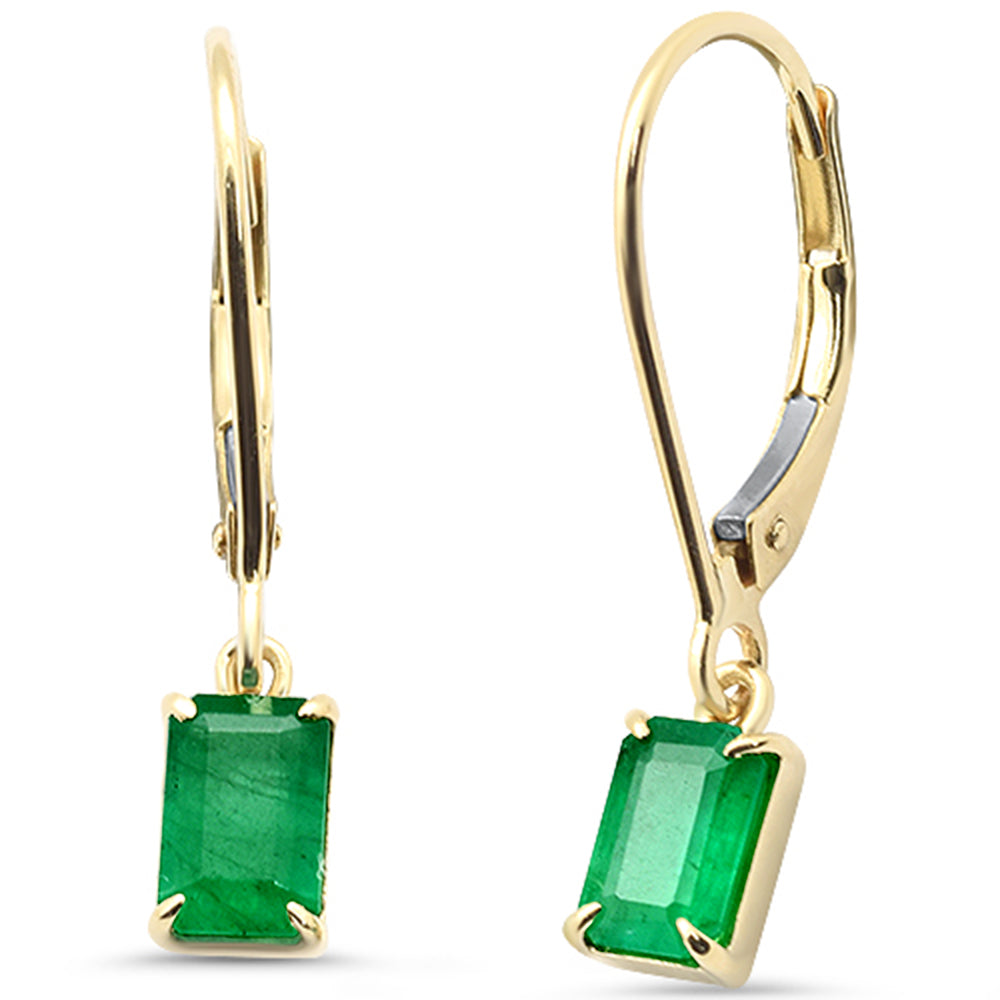 SPECIAL! .98ct G SI 14K Yellow Gold Emerald Gemstone Lever Back Dangling Earrings