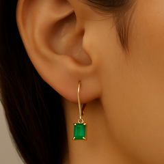 SPECIAL! .98ct G SI 14K Yellow Gold Emerald Gemstone Lever Back Dangling Earrings