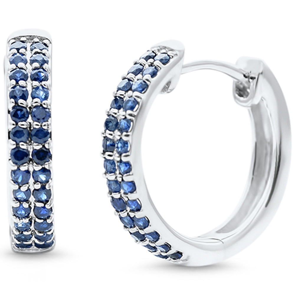 SPECIAL!.43ct G SI 14K White Gold Blue Sapphire Gemstone Hoop Earrings