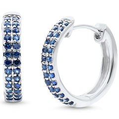 SPECIAL!.43ct G SI 14K White Gold Blue Sapphire Gemstone Hoop Earrings