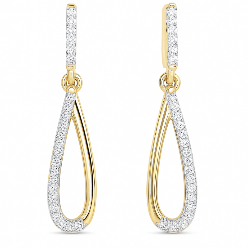 SPECIAL!.10ct G SI 14K Yellow Gold Diamond Drop Earrings