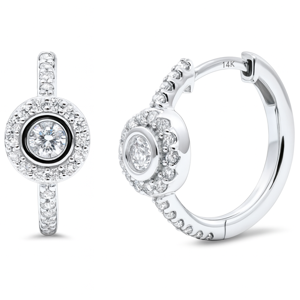 SPECIAL!.46ct G SI 14K White Gold Round Diamond Halo Hoop Earrings