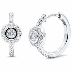 SPECIAL!.46ct G SI 14K White Gold Round Diamond Halo Hoop Earrings