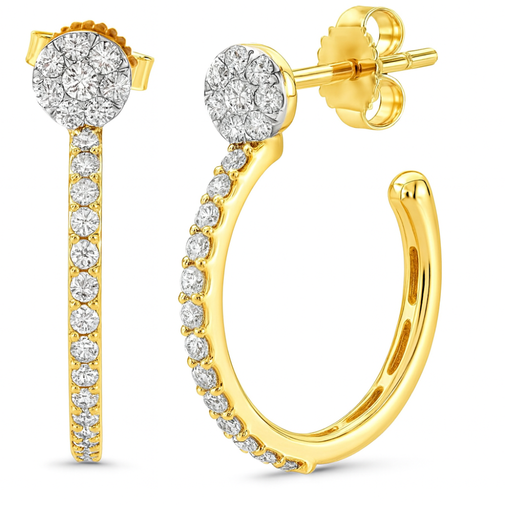 SPECIAL!.38ct G SI 14K Yellow Gold Round Diamond Trendy Style Earrings Push Backing