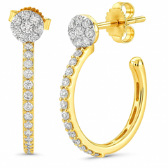 SPECIAL!.38ct G SI 14K Yellow Gold Round Diamond Trendy Style Earrings Push Backing