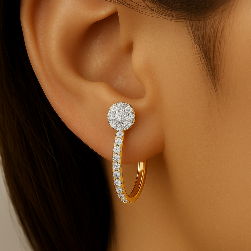 SPECIAL!.38ct G SI 14K Yellow Gold Round Diamond Trendy Style Earrings Push Backing