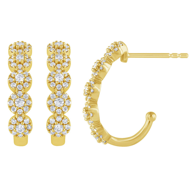 SPECIAL!.49ct G SI 14K Yellow Gold Round Diamond J Hoop Earrings