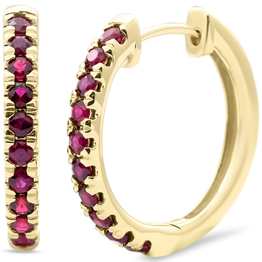 SPECIAL!.85ct G SI 14KT Yellow Gold Ruby Gemstone Hoop Earrings