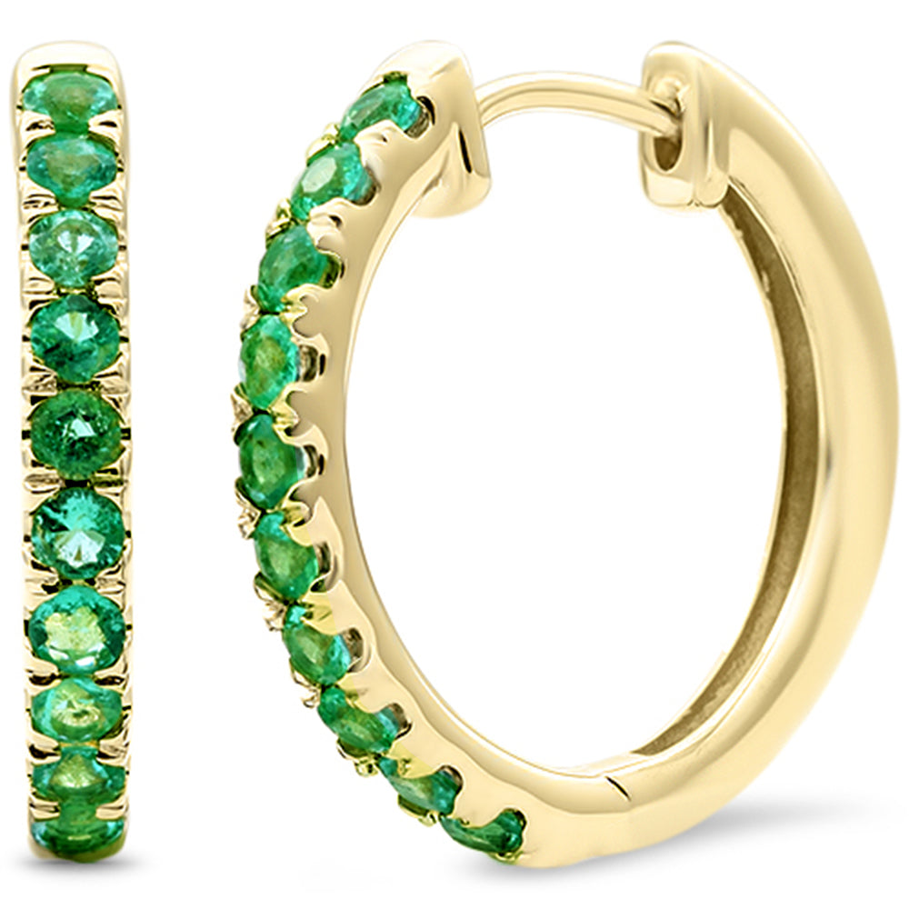 SPECIAL!.72ct G SI 14KT Yellow Gold Emerald Gemstone Hoop Earrings