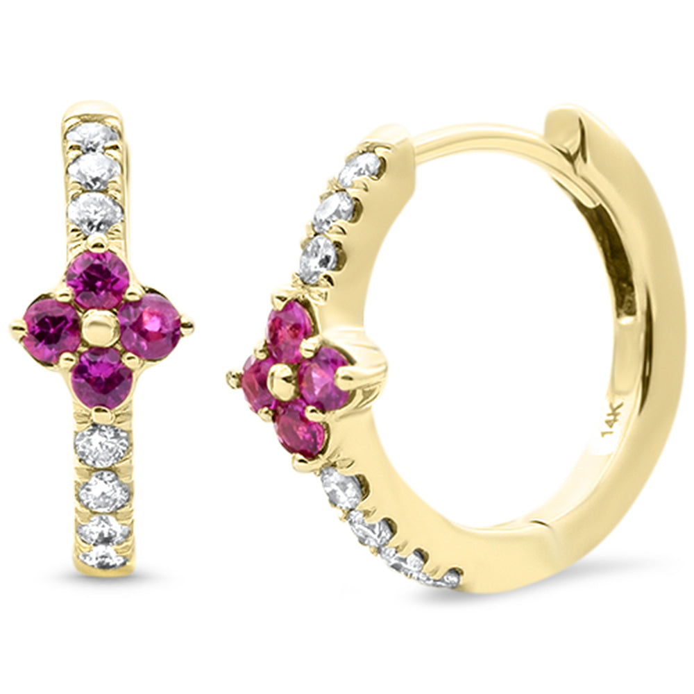 SPECIAL!.45ct G SI 14KT Yellow Gold Diamond & Ruby Gemstone Hoop Earrings