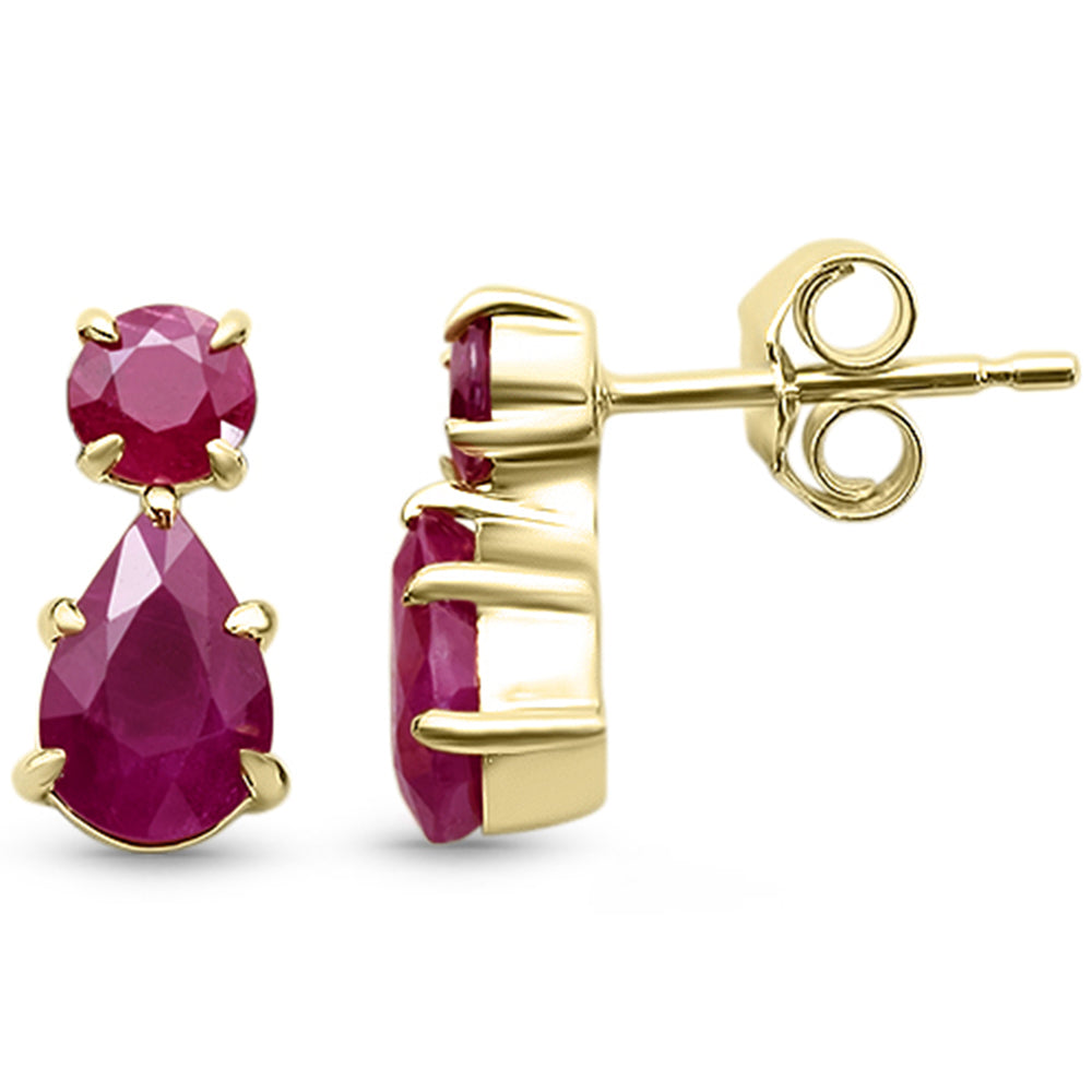 SPECIAL!2.57ct G SI 14KT Yellow Gold Ruby Gemstone Drop Earrings