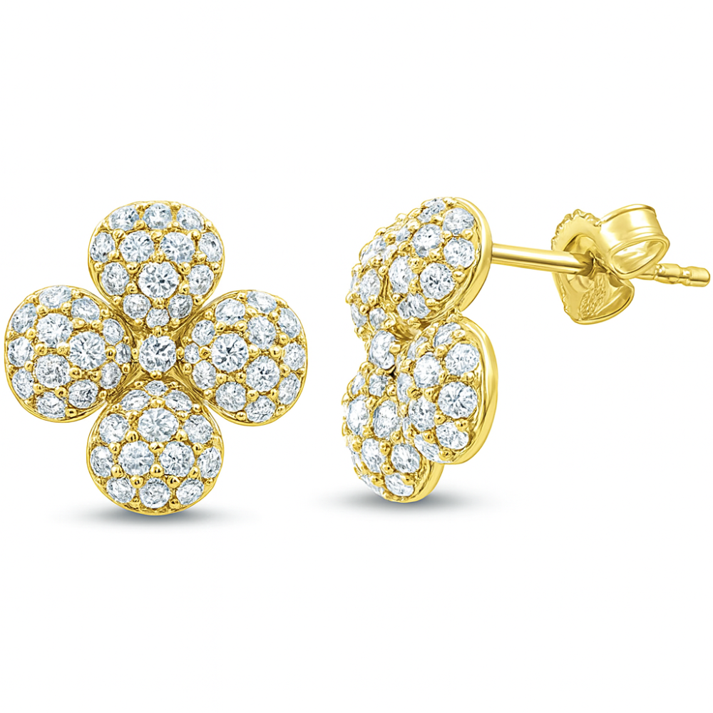 SPECIAL!.96ct G SI 14K Yellow Gold Diamond Flower Earrings