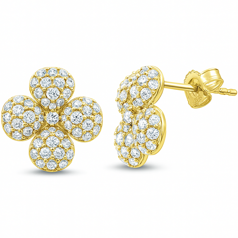 SPECIAL!.96ct G SI 14K Yellow Gold Diamond Flower Earrings