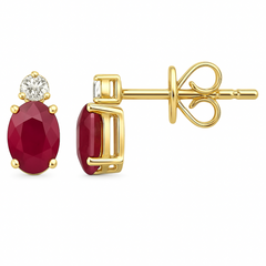SPECIAL!1.04ct G SI 14K Yellow Gold Diamond & Ruby Gemstone Drop Earrings