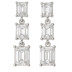 SPECIAL!2.10ct G SI 14K White Gold Emerald Cut Diamond Dangle Earrings