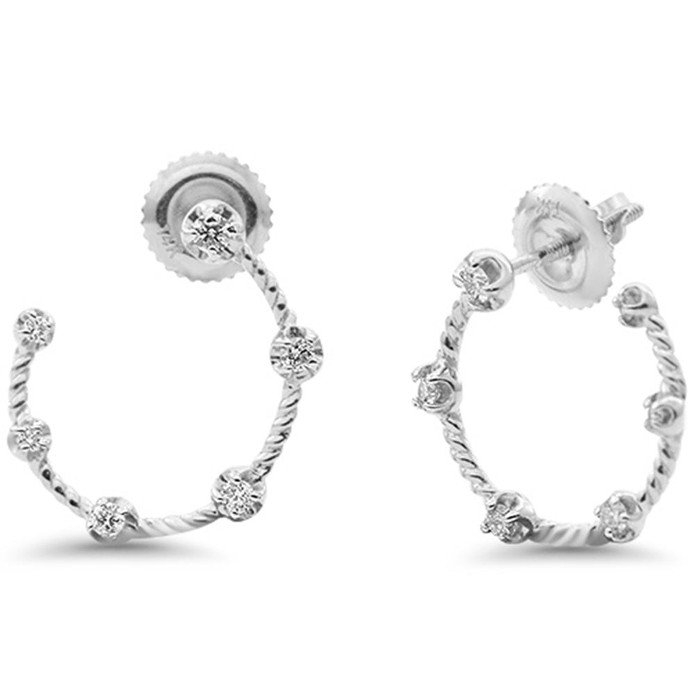 SPECIAL! .18ct G SI 14K White Gold Diamond Half Circle Modern Hoop Earrings