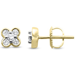.26ct G SI 14K Yellow Gold Diamond Clover Earrings