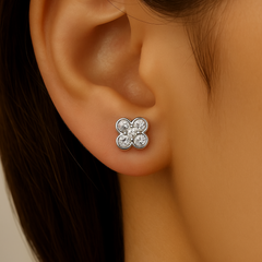 .26ct G SI 14K White Gold Diamond Clover Earrings