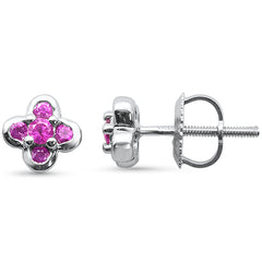 .32ct G SI 14K White Gold Ruby Gemstone Clover Earrings