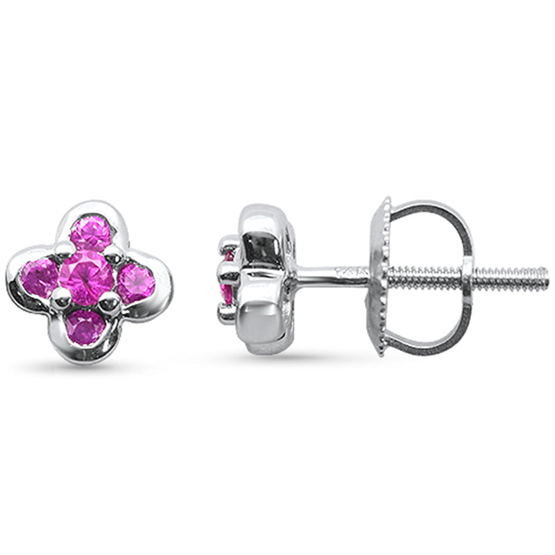 .32ct G SI 14K White Gold Ruby Gemstone Clover Earrings
