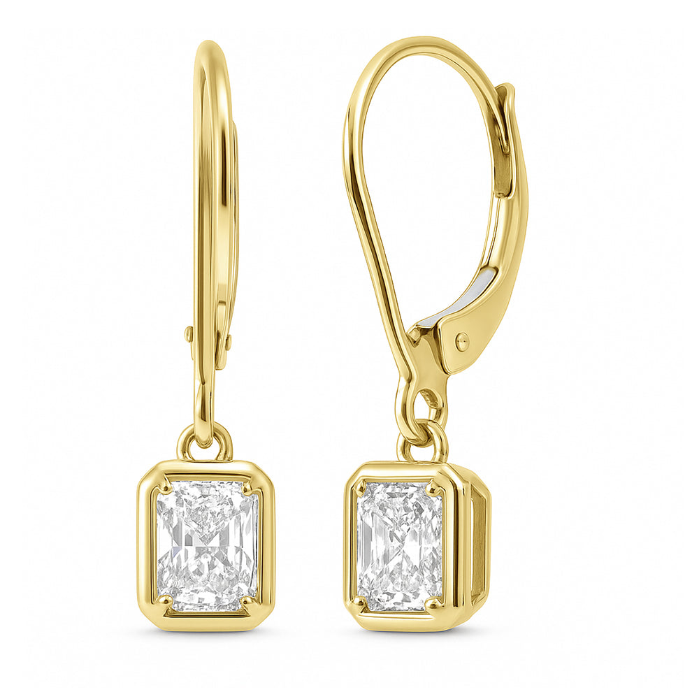 SPECIAL!.60ct G SI 14K Yellow Gold Bezel Set Diamond Solitaire Drop Earrings