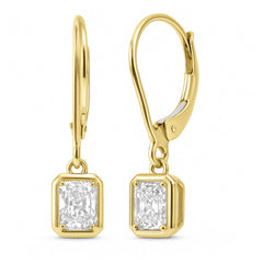 SPECIAL!.60ct G SI 14K Yellow Gold Bezel Set Diamond Solitaire Drop Earrings