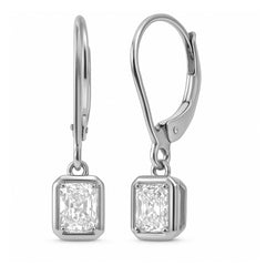 SPECIAL!.62ct G SI 14K White Gold Bezel Set Diamond Solitaire Drop Earrings