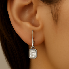 SPECIAL!.62ct G SI 14K White Gold Bezel Set Diamond Solitaire Drop Earrings