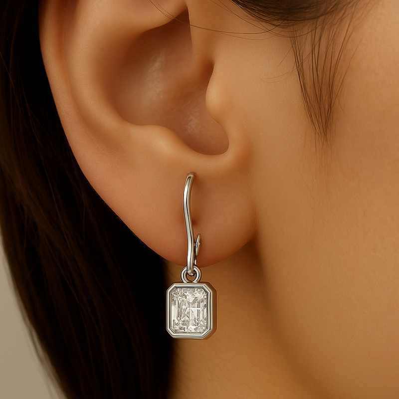 SPECIAL!.62ct G SI 14K White Gold Bezel Set Diamond Solitaire Drop Earrings