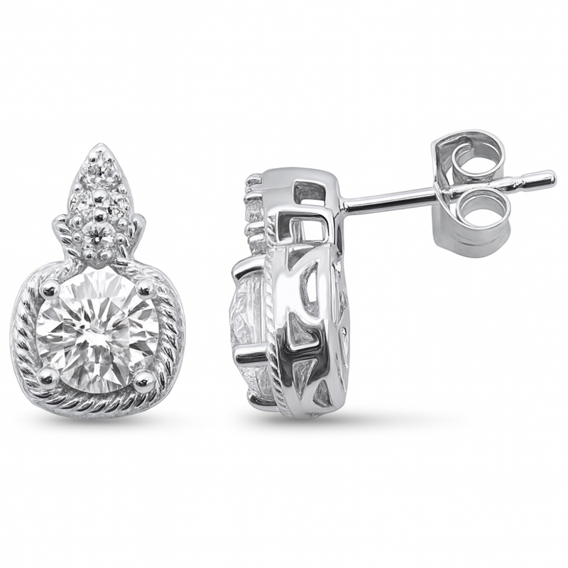 SPECIAL!.13ct, 1.40ct G SI 14K White Gold  Braided Solitaire Round Diamond Earrings