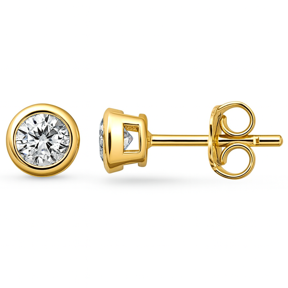 SPECIAL!.62ct G SI 14K Yellow Gold Diamond Bezel Set Solitaire Earrings