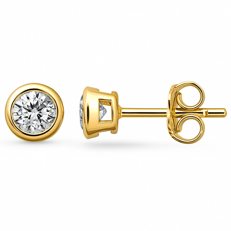 SPECIAL!.62ct G SI 14K Yellow Gold Diamond Bezel Set Solitaire Earrings