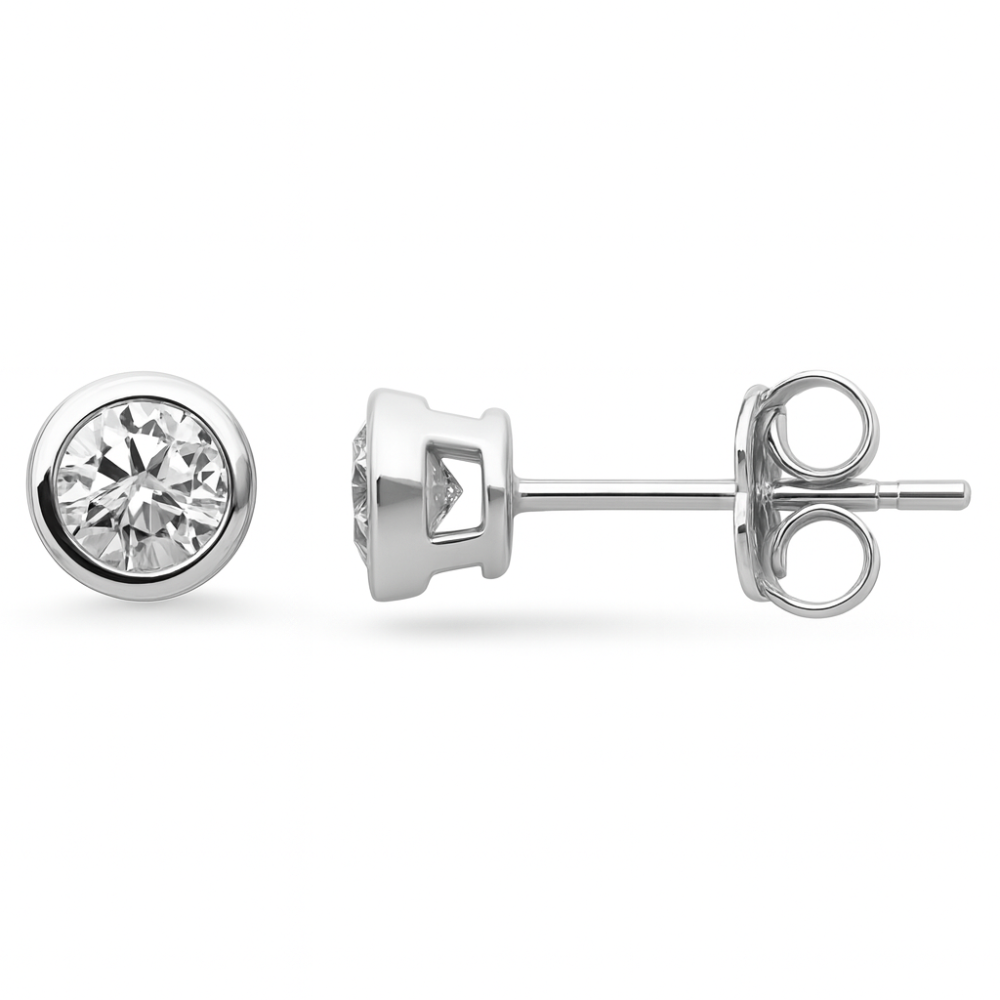 SPECIAL!.62ct G SI 14K White Gold Diamond Bezel Set Solitaire Earrings