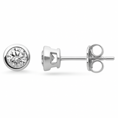 SPECIAL!.62ct G SI 14K White Gold Diamond Bezel Set Solitaire Earrings