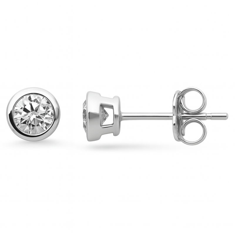 SPECIAL!.62ct G SI 14K White Gold Diamond Bezel Set Solitaire Earrings
