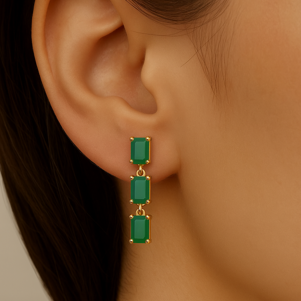SPECIAL!1.53ct G SI 14K Yellow Gold Emerald Gemstone Drop Earrings