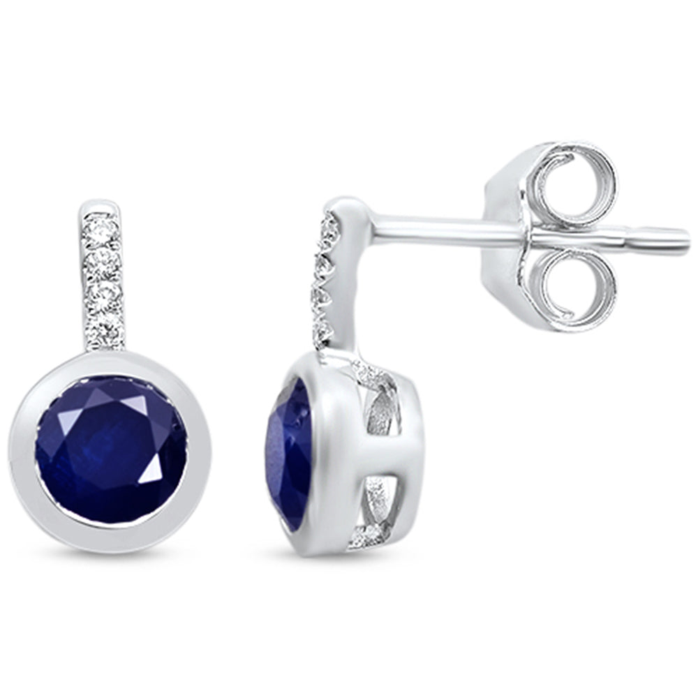 SPECIAL!1.27ct G SI 14K White Gold Diamond & Blue Sapphire Gemstone Earrings