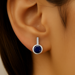 SPECIAL!1.27ct G SI 14K White Gold Diamond & Blue Sapphire Gemstone Earrings
