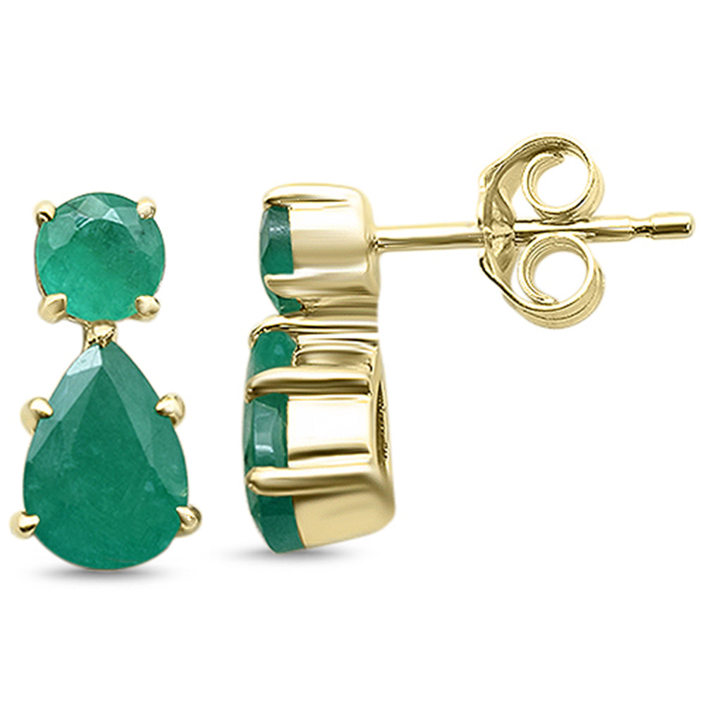 SPECIAL!1.81ct G SI 14K Yellow Gold Emerald Gemstone Pear Tear Drop Earrings