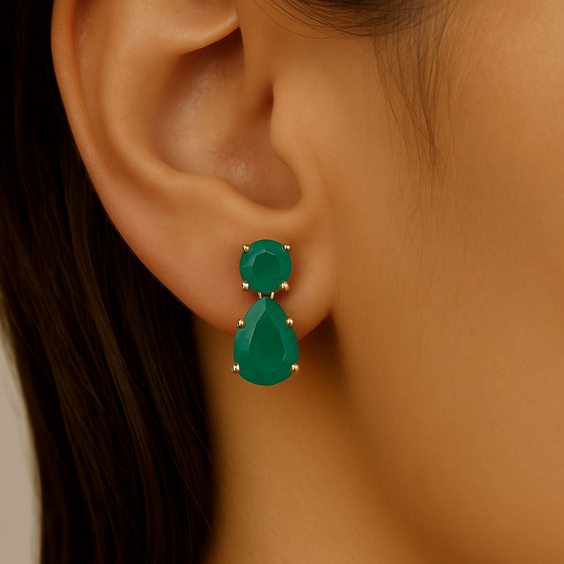SPECIAL!1.81ct G SI 14K Yellow Gold Emerald Gemstone Pear Tear Drop Earrings