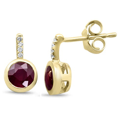 SPECIAL!1.27ct G SI 14K Yellow Gold Diamond & Ruby Gemstone Earrings