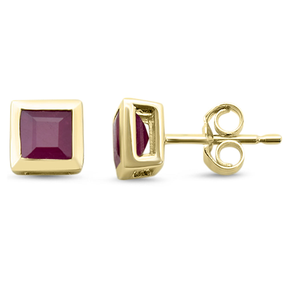 SPECIAL!1.53ct G SI 14K Yellow Gold Bezel Set Ruby Gemstone Earrings