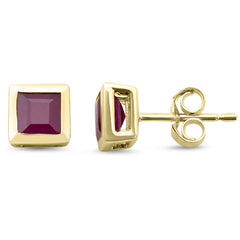 SPECIAL!1.53ct G SI 14K Yellow Gold Bezel Set Ruby Gemstone Earrings
