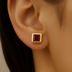 SPECIAL!1.53ct G SI 14K Yellow Gold Bezel Set Ruby Gemstone Earrings
