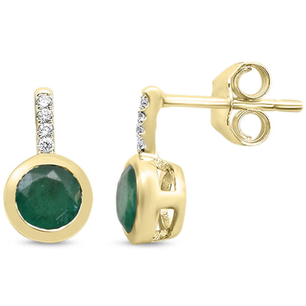 SPECIAL!.90ct G SI 14K Yellow Gold Diamond & Emerald Gemstone Earrings