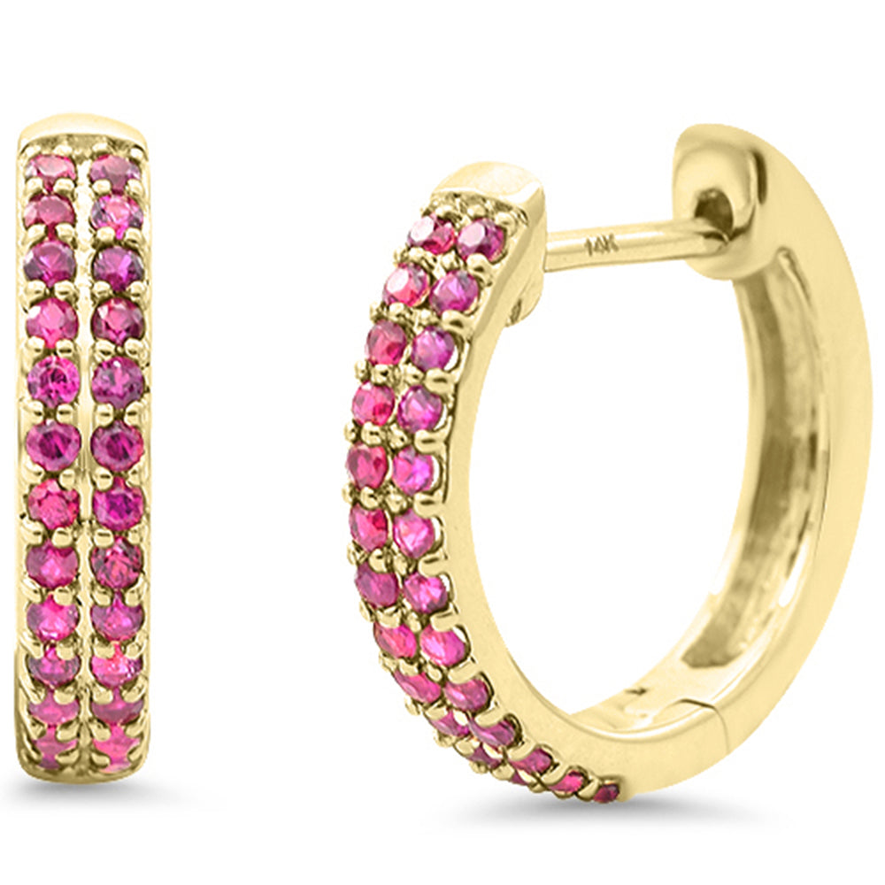 SPECIAL!.41ct G SI 14K Yellow Gold Ruby Gemstone Hoop Earrings