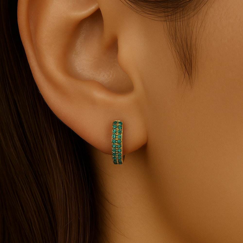 SPECIAL!.42ct G SI 14K Yellow Gold Emerald Gemstone Earrings