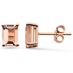 1.10ct G SI 14K Rose Gold Morganite Gemstone Stud Earrings