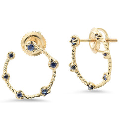 SPECIAL! .20ct G SI 14K Yellow Gold Blue Sapphire Gemstone Half Circle Earrings