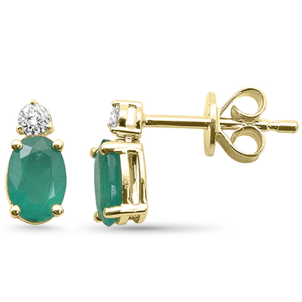SPECIAL! 1.04ct G SI 14K Yellow Gold Diamond & Emerald Gemstone Earrings
